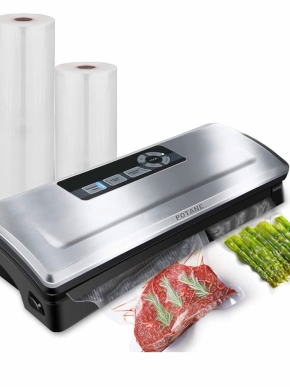 New  8 in  1 POTANE Stainless Steel food vacuum Sealer with Starter Rolls